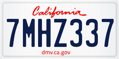 CA license plate 7MHZ337
