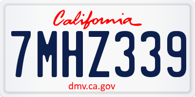 CA license plate 7MHZ339