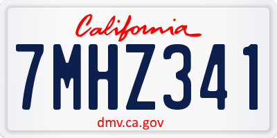 CA license plate 7MHZ341