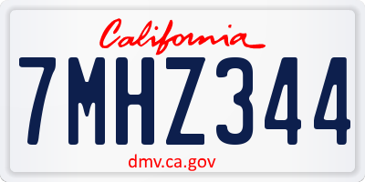 CA license plate 7MHZ344