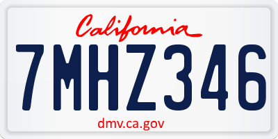 CA license plate 7MHZ346