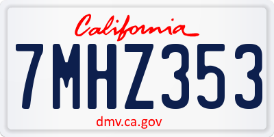 CA license plate 7MHZ353