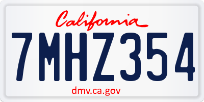 CA license plate 7MHZ354