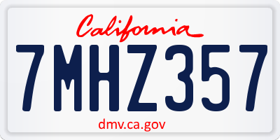 CA license plate 7MHZ357