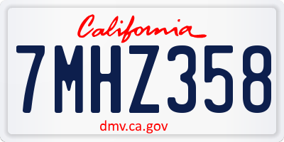 CA license plate 7MHZ358