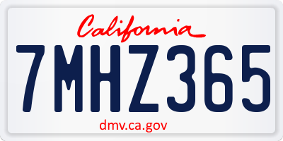 CA license plate 7MHZ365