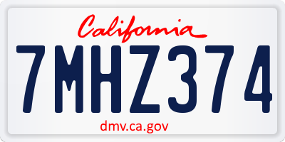 CA license plate 7MHZ374