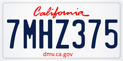 CA license plate 7MHZ375