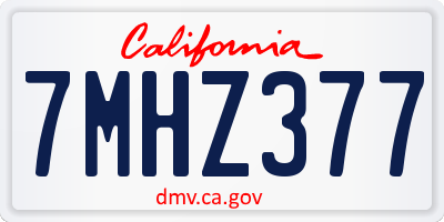 CA license plate 7MHZ377