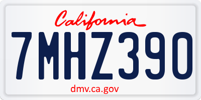 CA license plate 7MHZ390