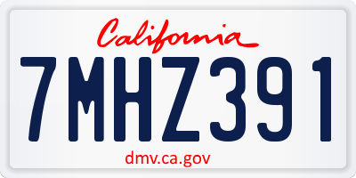 CA license plate 7MHZ391