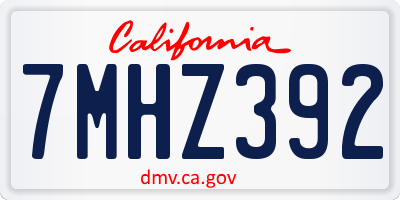 CA license plate 7MHZ392