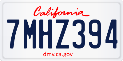 CA license plate 7MHZ394