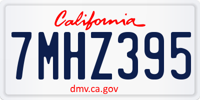 CA license plate 7MHZ395