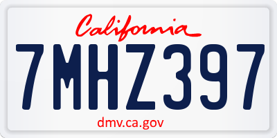 CA license plate 7MHZ397