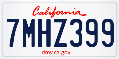 CA license plate 7MHZ399