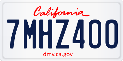 CA license plate 7MHZ400