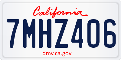 CA license plate 7MHZ406
