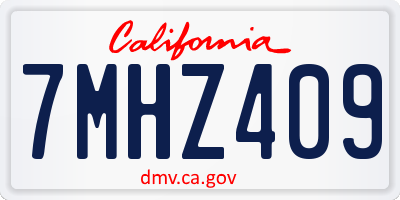 CA license plate 7MHZ409
