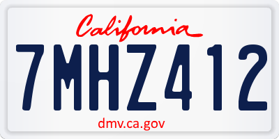 CA license plate 7MHZ412