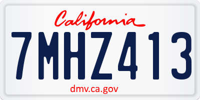 CA license plate 7MHZ413