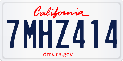 CA license plate 7MHZ414