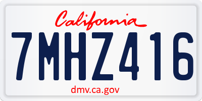 CA license plate 7MHZ416