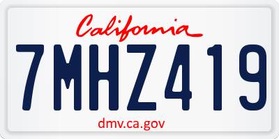 CA license plate 7MHZ419