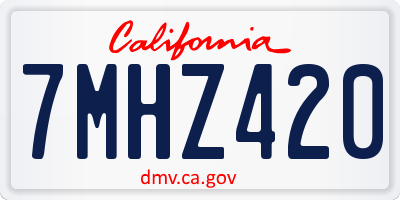 CA license plate 7MHZ420