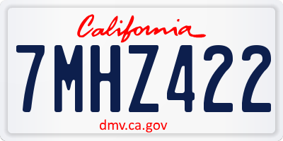 CA license plate 7MHZ422