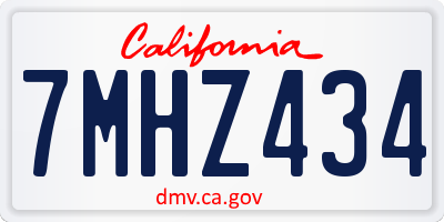 CA license plate 7MHZ434