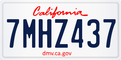 CA license plate 7MHZ437