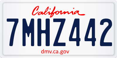 CA license plate 7MHZ442