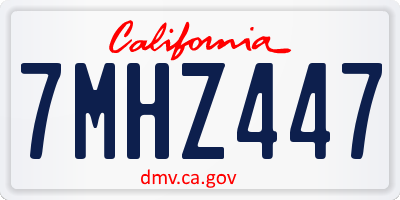 CA license plate 7MHZ447
