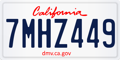 CA license plate 7MHZ449