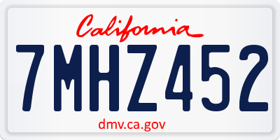 CA license plate 7MHZ452