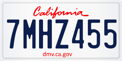 CA license plate 7MHZ455