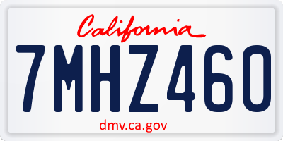 CA license plate 7MHZ460