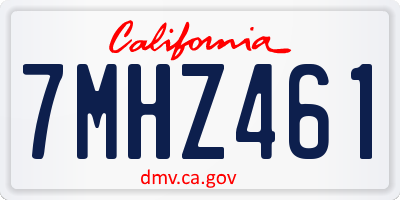 CA license plate 7MHZ461