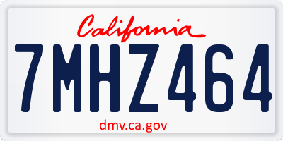 CA license plate 7MHZ464