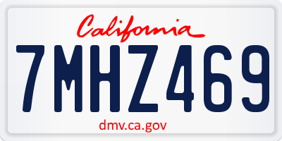CA license plate 7MHZ469