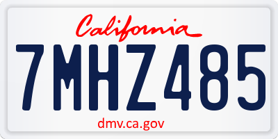 CA license plate 7MHZ485