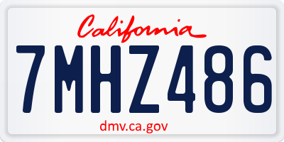 CA license plate 7MHZ486