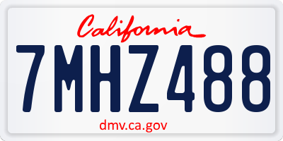 CA license plate 7MHZ488