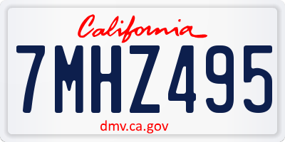 CA license plate 7MHZ495