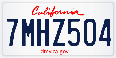 CA license plate 7MHZ504