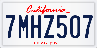 CA license plate 7MHZ507