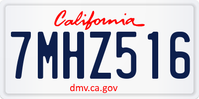 CA license plate 7MHZ516