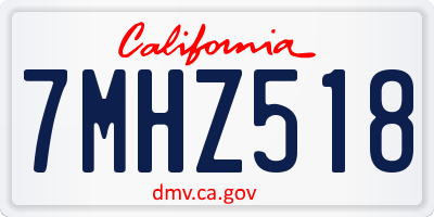 CA license plate 7MHZ518