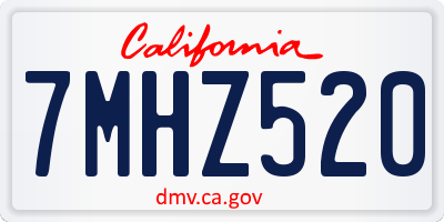 CA license plate 7MHZ520